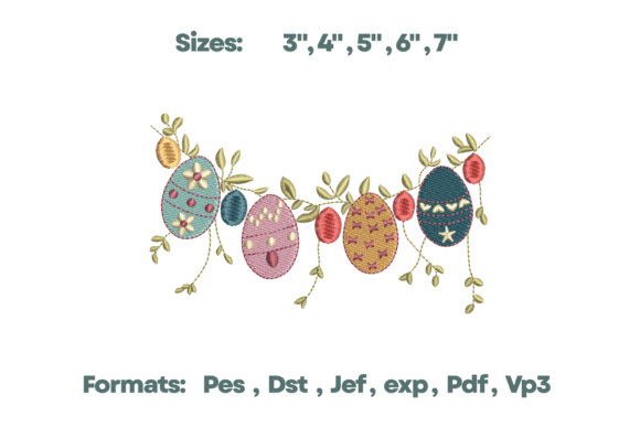 Boho Easter Egg Garland Embroidery