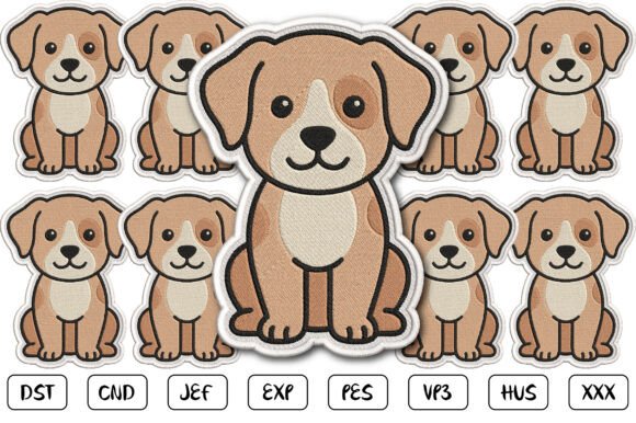 Cute Dog Patch Embroidery Design