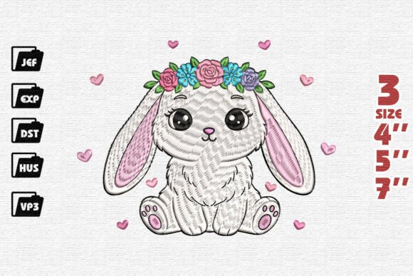 Cute Floral Bunny Embroidery