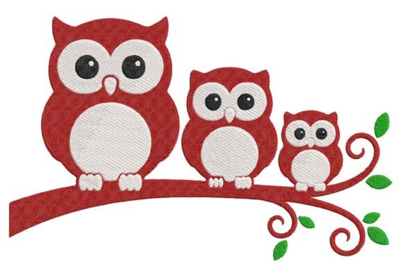 Cute Owl Family Embroidery Design