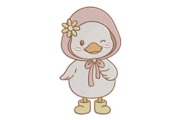 Cute Spring Duck Embroidery Design