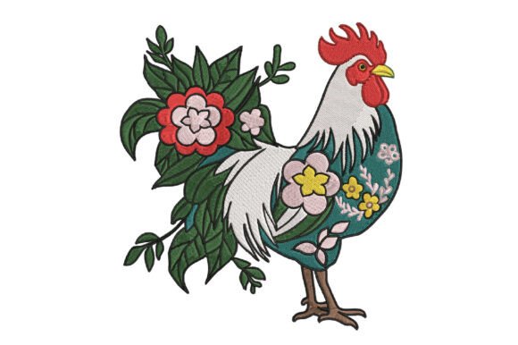 Floral Farmhouse Rooster Embroidery