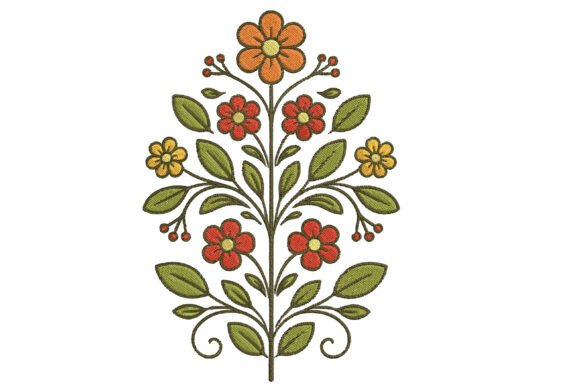 Floral Folk Art Embroidery Design