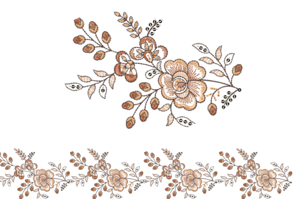 Floral Ornamental Border Embroidery