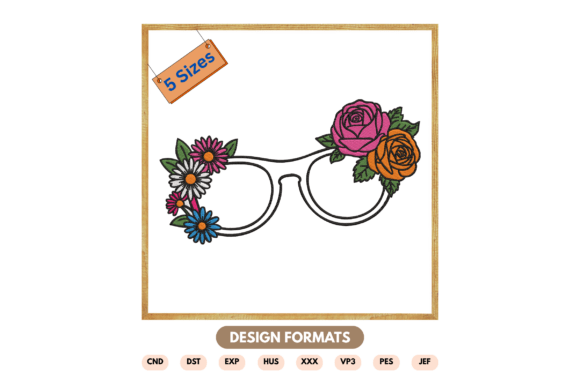 Floral Sunglasses Embroidery Design