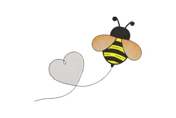 Flying Bee Heart Embroidery