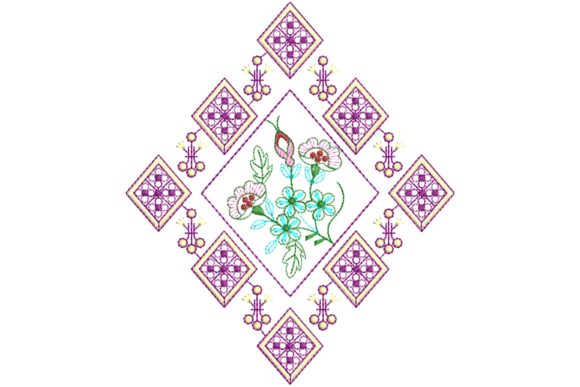Geometric Diamond Floral Embroidery