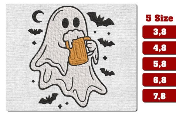 Ghost Drinking Beer Embroidery File