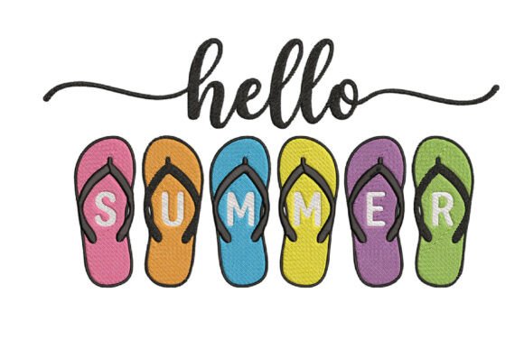 Hello Summer Flip Flops Embroidery