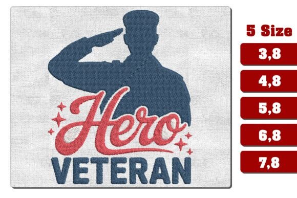 Hero Veteran Salute Patriotic Embroidery