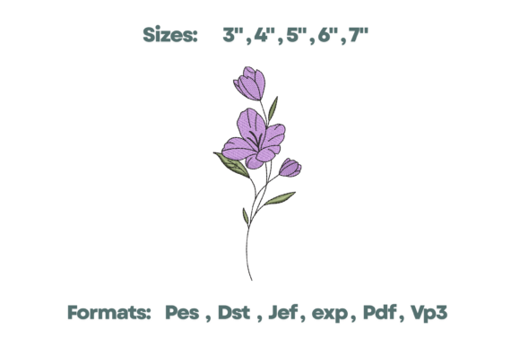 Lavender Flower Branch Embroidery