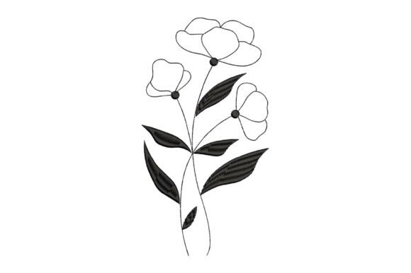 Line Art Flower Embroidery Design