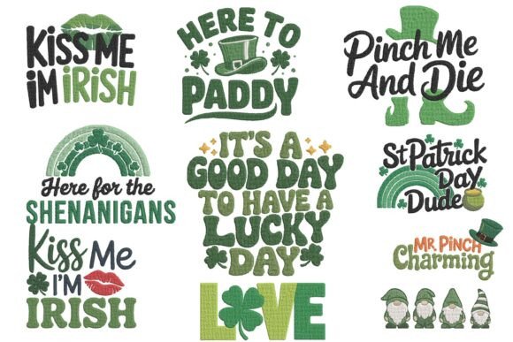 Lucky St Patricks Day Quote Embroidery
