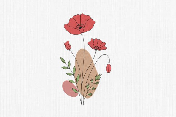 Minimalist Poppy Flower Embroidery Art
