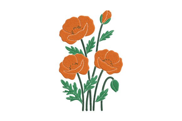 Orange Poppies Embroidery Design