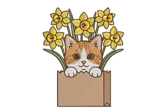 Peeking Cat Embroidery Design