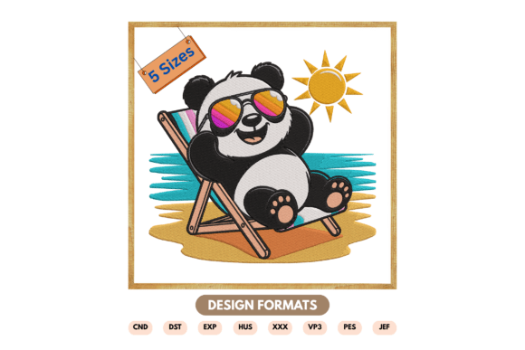 Relaxing Panda Summer Embroidery File
