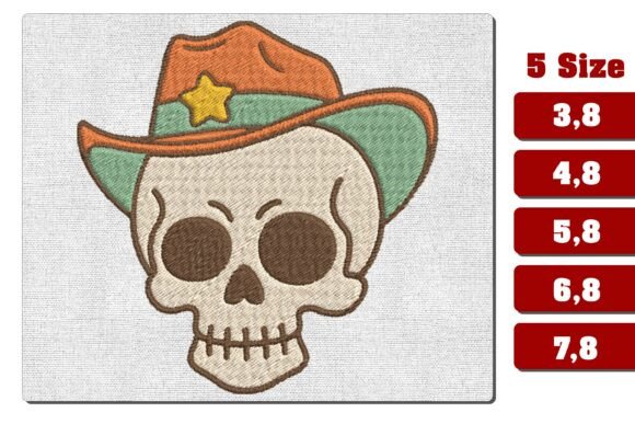 Skull with Cowboy Hat Embroidery File