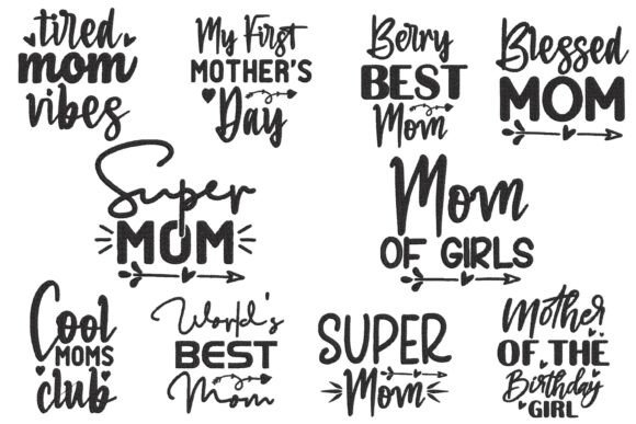 Super Mom Quotes Embroidery Bundle Set