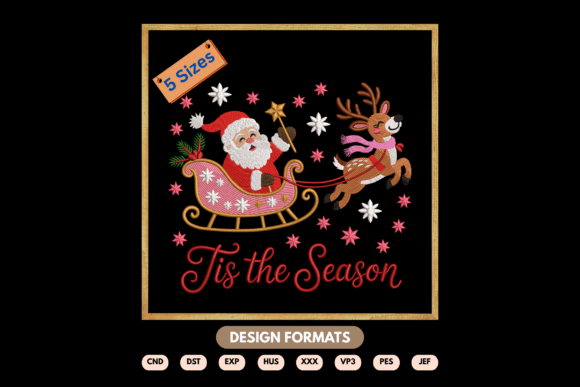Tis the Season Santa Embroidery Design