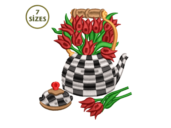 Tulip Teapot Embroidery Design